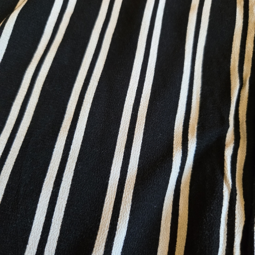 3/$25 Xhilaration Striped Wide Leg Pants Black White XXL Rayon Drawstring - Picture 4 of 12